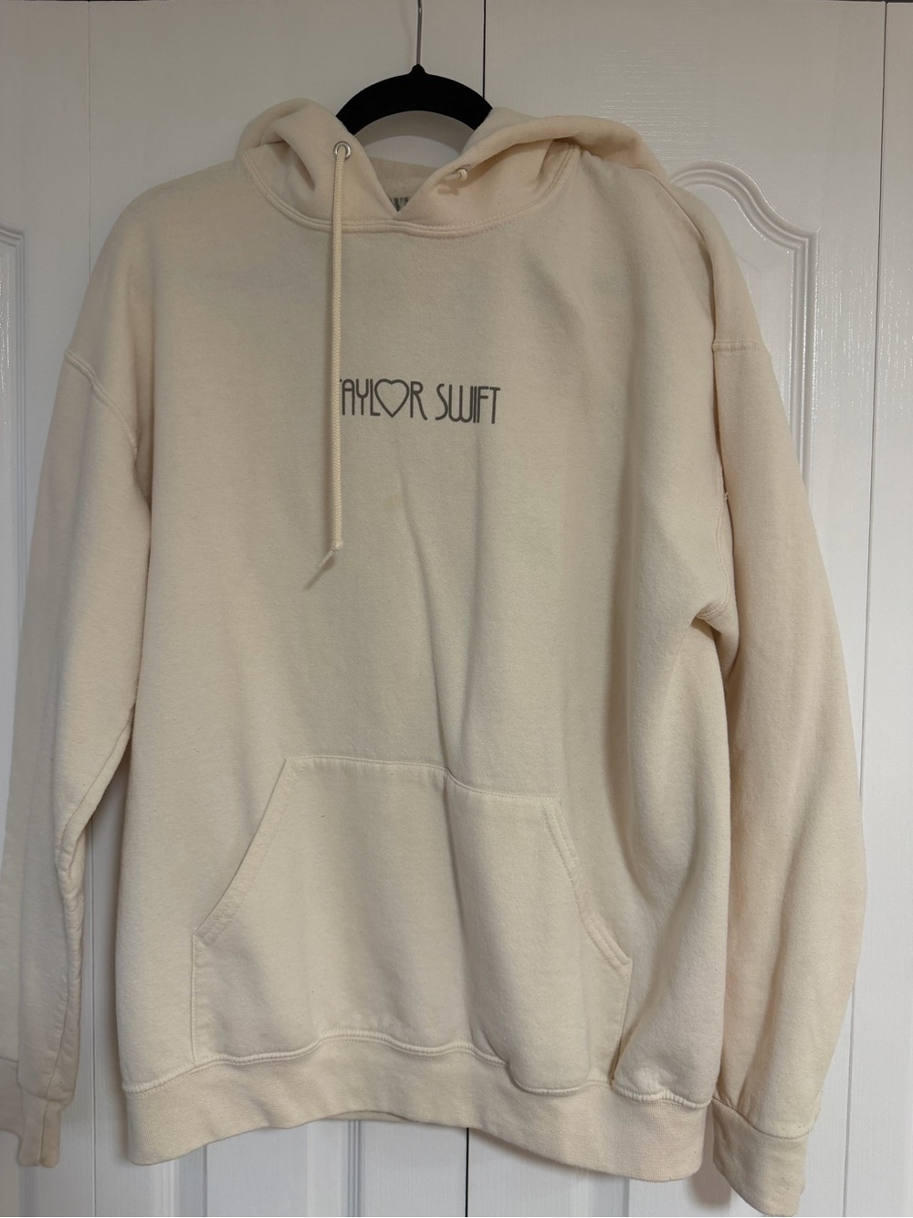Official Taylor Swift Cream Hoodie - Minimal Logo Men's Sweatshirt